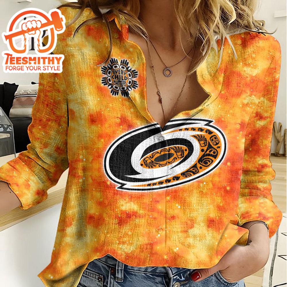 Nhl Carolina Hurricanes Special Orange Shirt Design Woman Casual Shirt