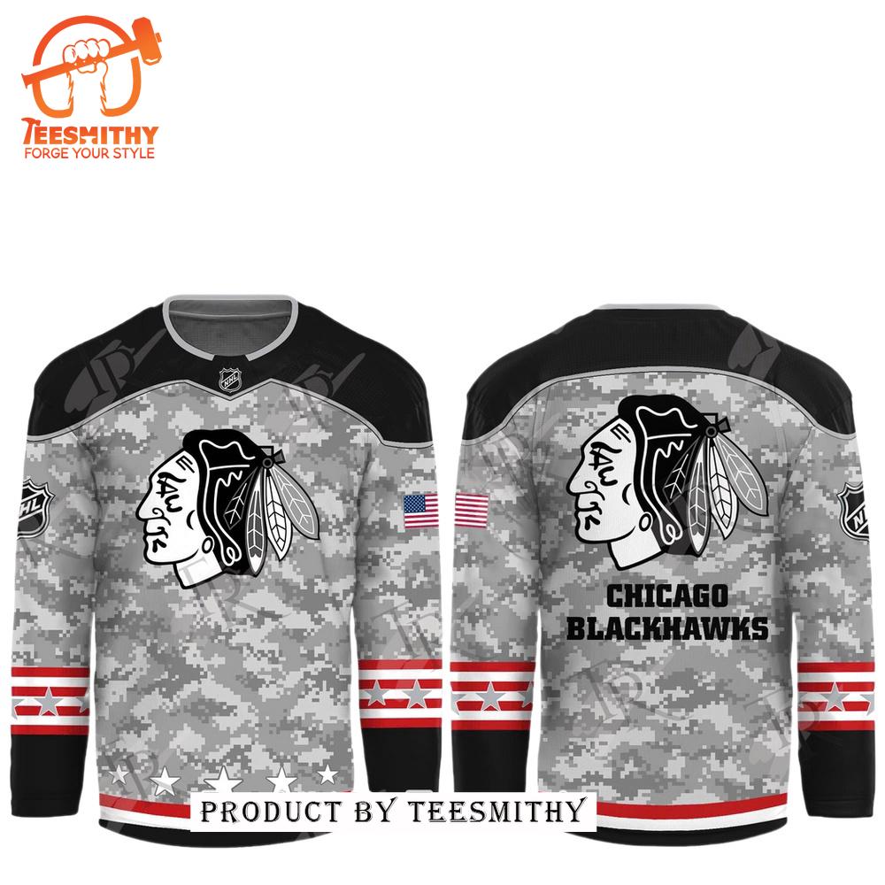 NHL Chicago Blackhawks Arctic Camo 2024 Salute to Service Club Hockey Jersey