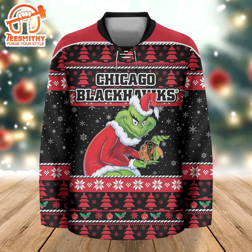 NHL Chicago Blackhawks Grinch Hockey Jersey