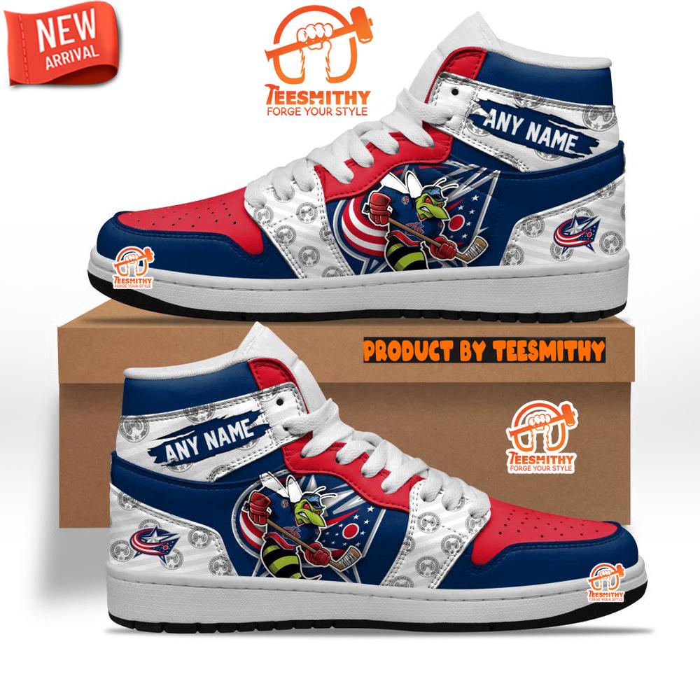 NHL Columbus Blue Jackets With Team Mascot Customized Air Jordan 1 Sneaker