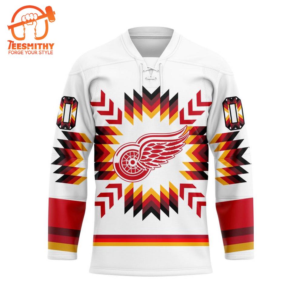 NHL Detroit Red Wings Special Design With Native Pattern Hockey Jersey