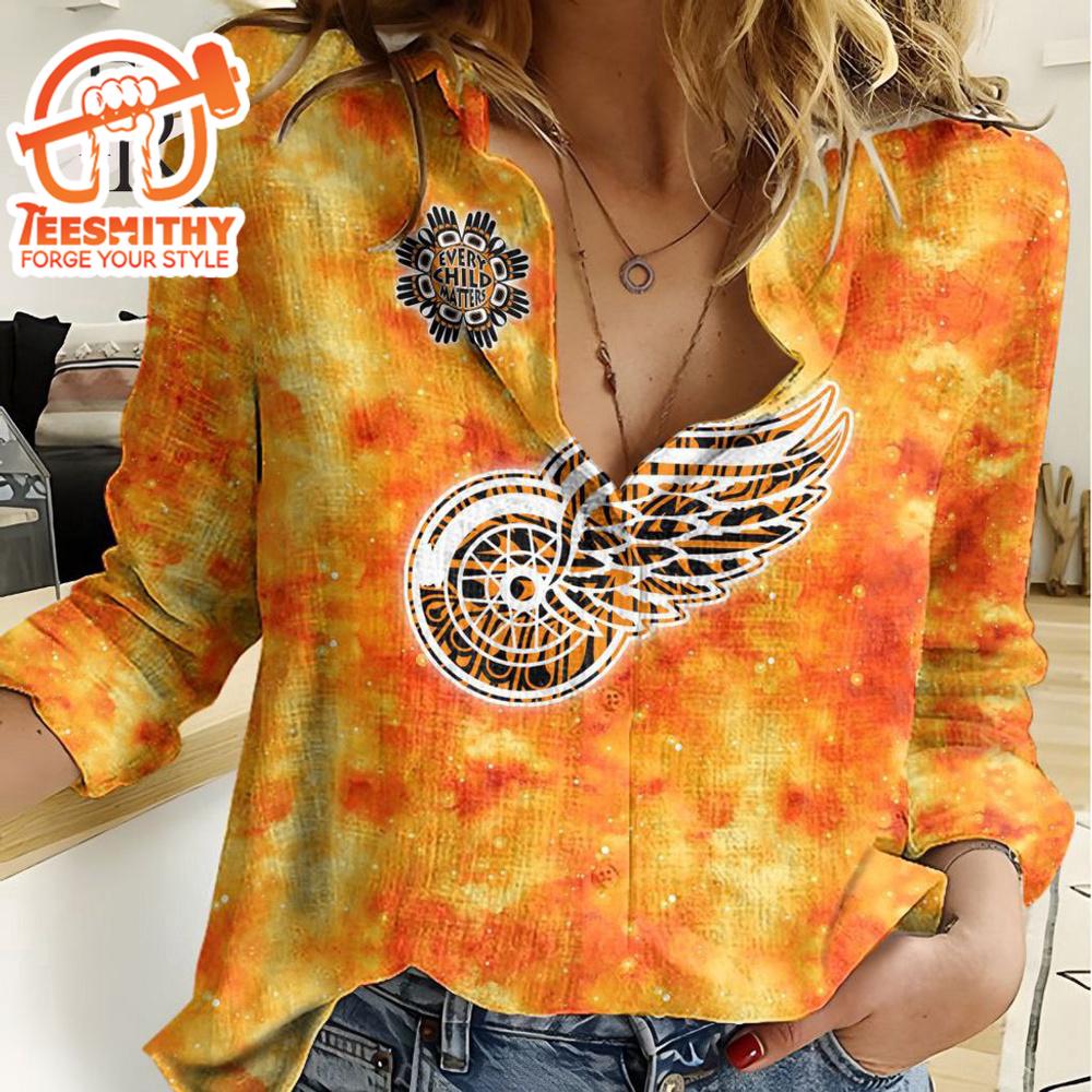 Nhl Detroit Red Wings Special Orange Shirt Design Woman Casual Shirt