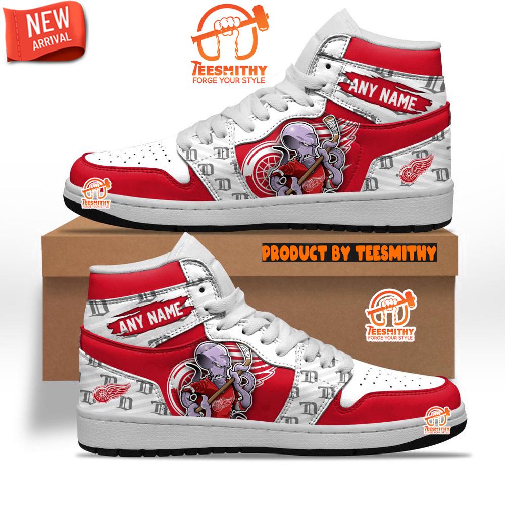 NHL Detroit Red Wings With Team Mascot Customized Air Jordan 1 Sneaker