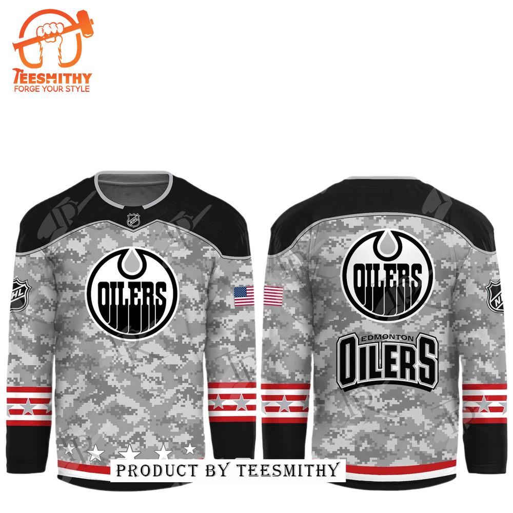 NHL Edmonton Oilers Arctic Camo 2024 Salute to Service Club Hockey Jersey