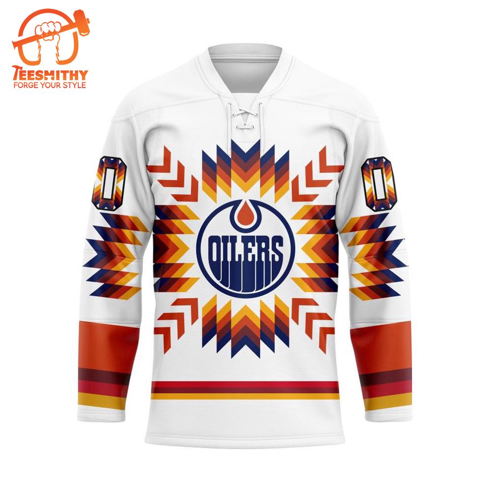 NHL Edmonton Oilers Special Design With Native Pattern Hockey Jersey