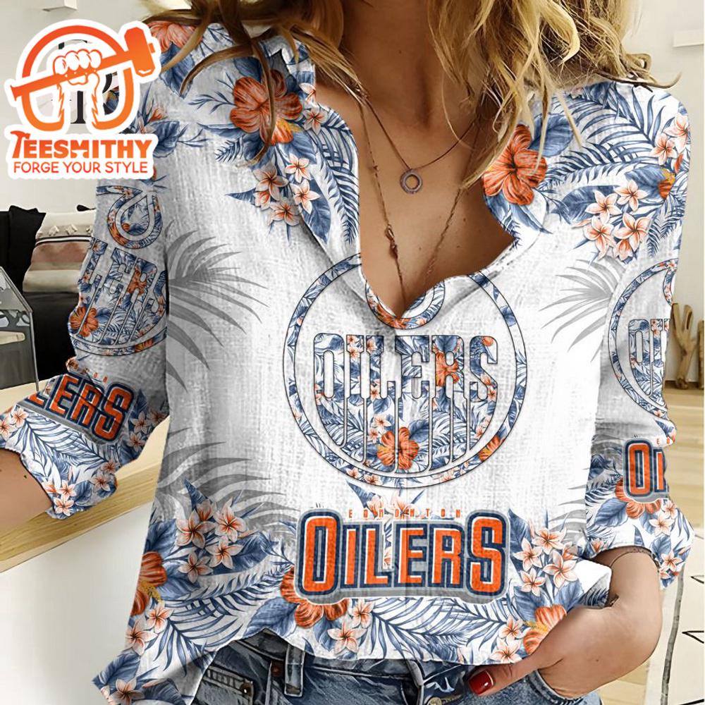 Nhl Edmonton Oilers Special Hawaiian Design Woman Casual Shirt