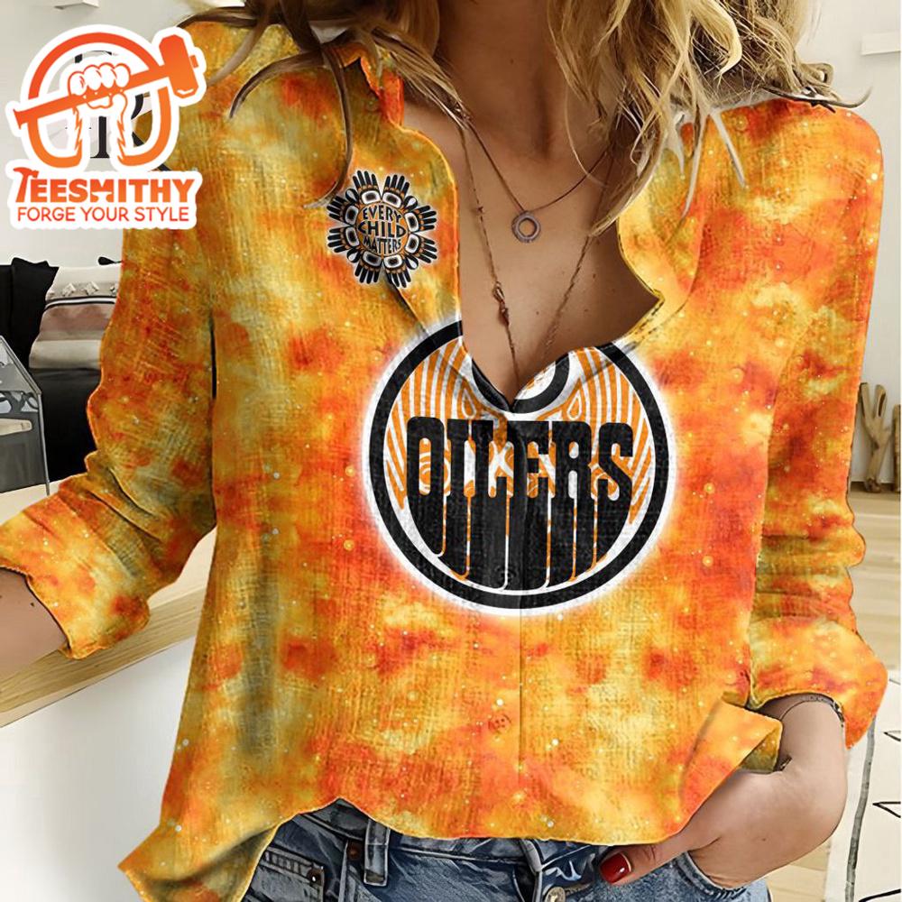 Nhl Edmonton Oilers Special Orange Shirt Design Woman Casual Shirt