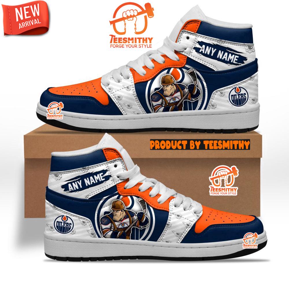 NHL Edmonton Oilers With Team Mascot Customized Air Jordan 1 Sneaker