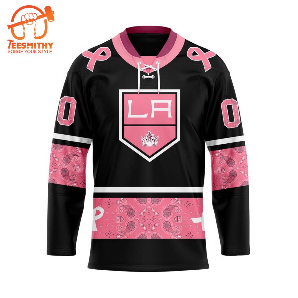 NHL Los Angeles Kings Specialized Hockey Jersey In Classic Style With Paisley! Pink Breast Cancer