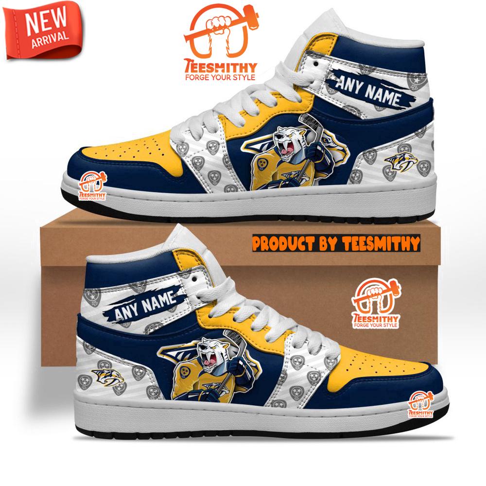 NHL Nashville Predators With Team Mascot Customized Air Jordan 1 Sneaker