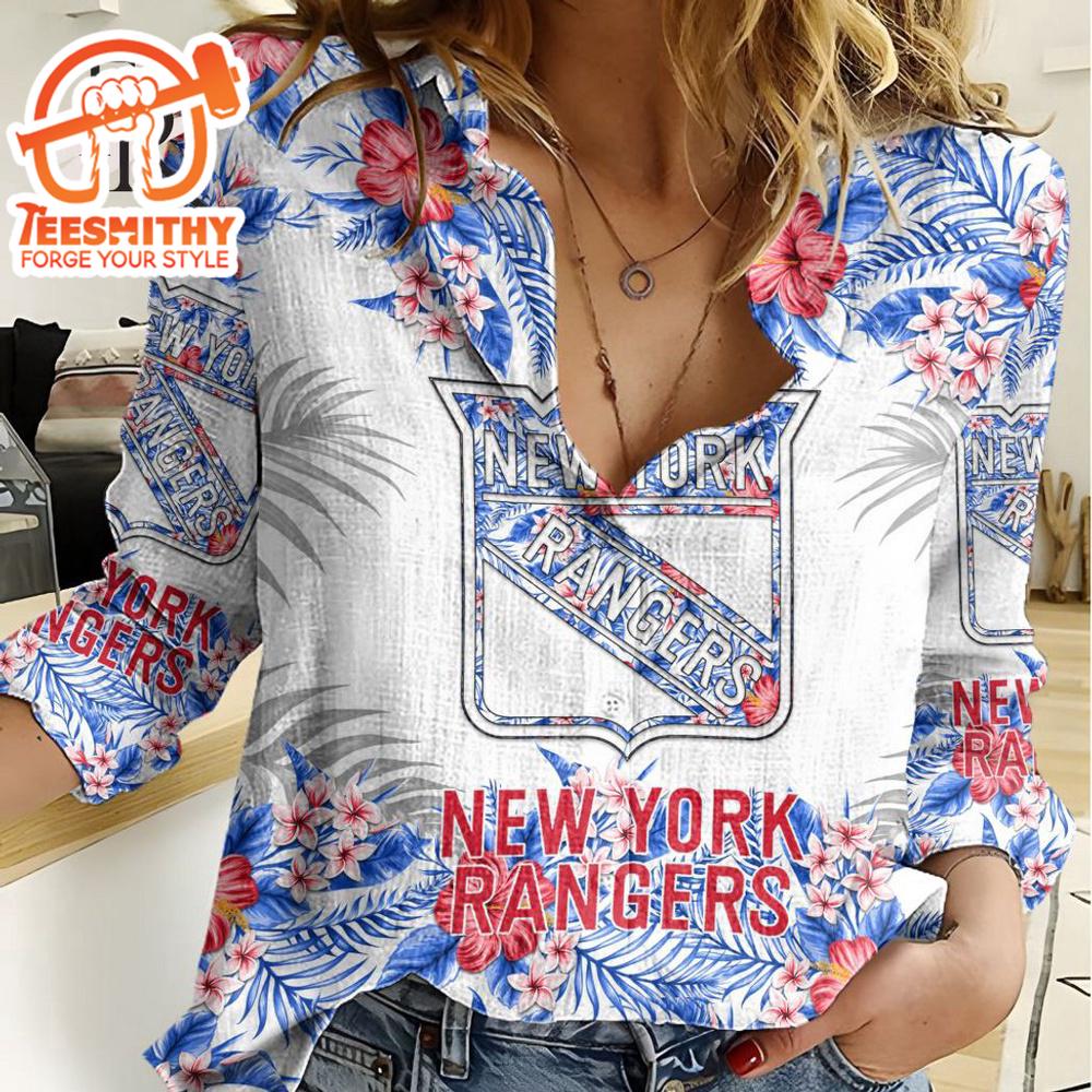 Nhl New York Rangers Special Hawaiian Design Woman Casual Shirt