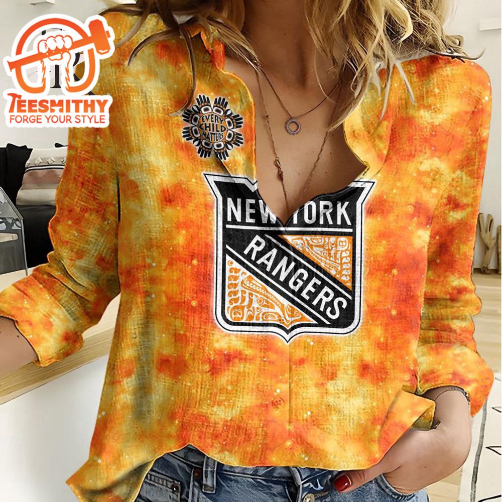 Nhl New York Rangers Special Orange Shirt Design Woman Casual Shirt