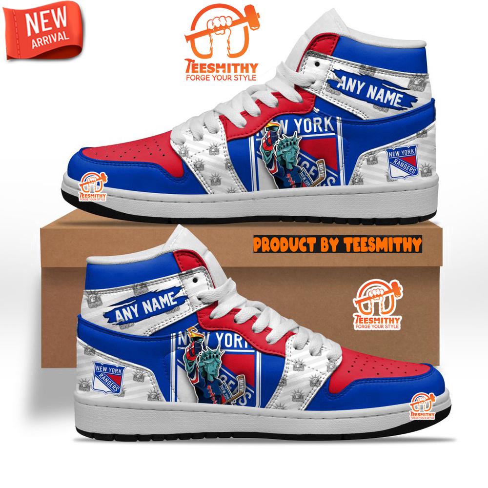 NHL New York Rangers With Team Mascot Customized Air Jordan 1 Sneaker