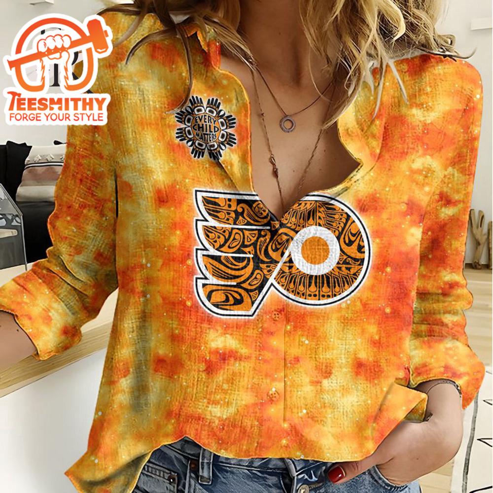 Nhl Philadelphia Flyers Special Orange Shirt Design Woman Casual Shirt