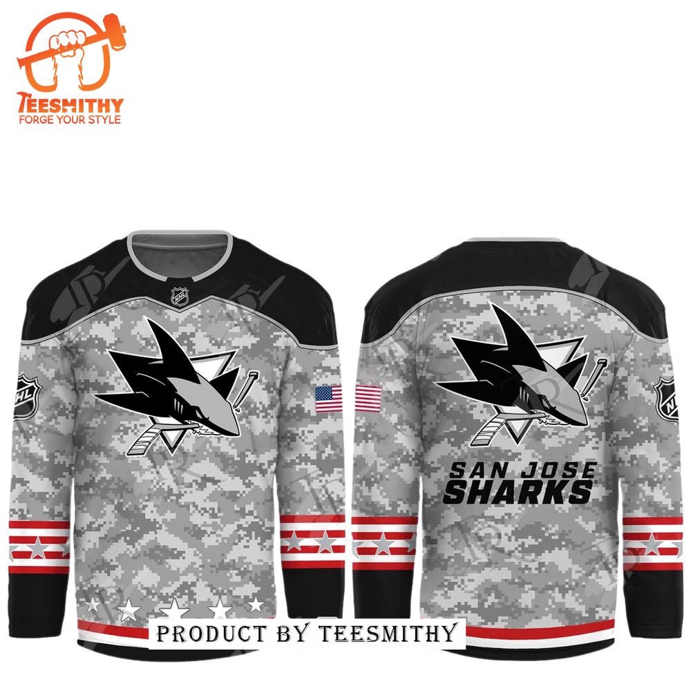 NHL San Jose Sharks Arctic Camo 2024 Salute to Service Club Hockey Jersey