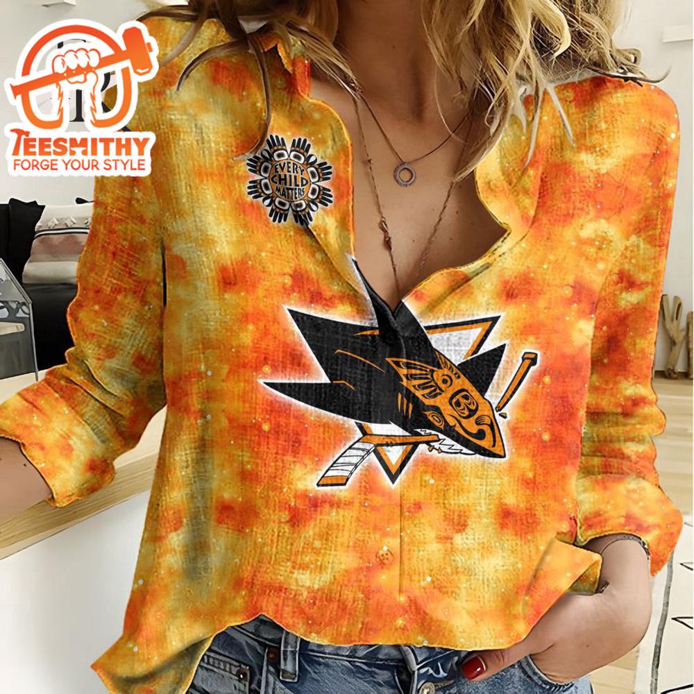 Nhl San Jose Sharks Special Orange Shirt Design Woman Casual Shirt