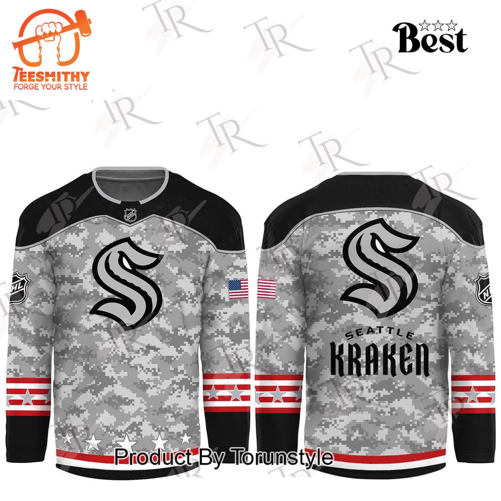 NHL Seattle Kraken Arctic Camo 2024 Salute to Service Club Hockey Jersey