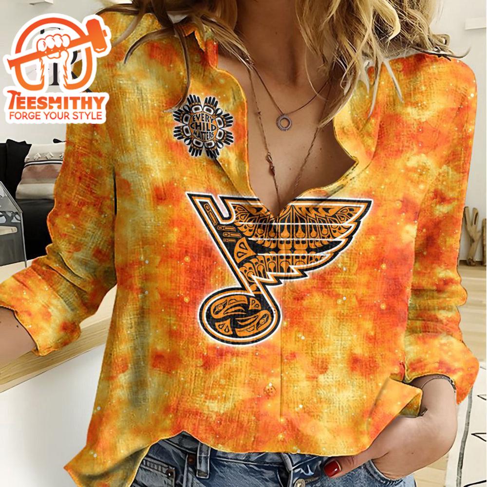 Nhl St. Louis Blues Special Orange Shirt Design Woman Casual Shirt