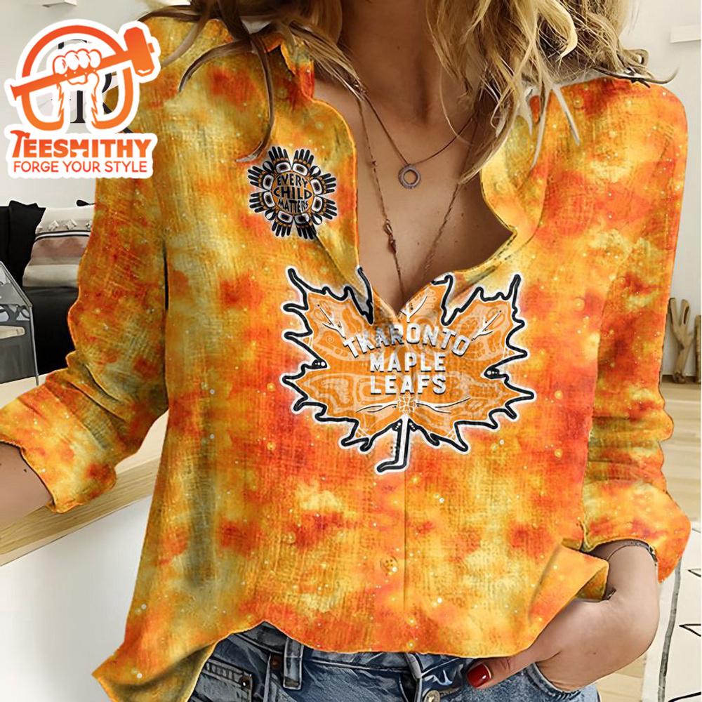 Nhl Toronto Maple Leafs Special Orange Shirt Design Woman Casual Shirt