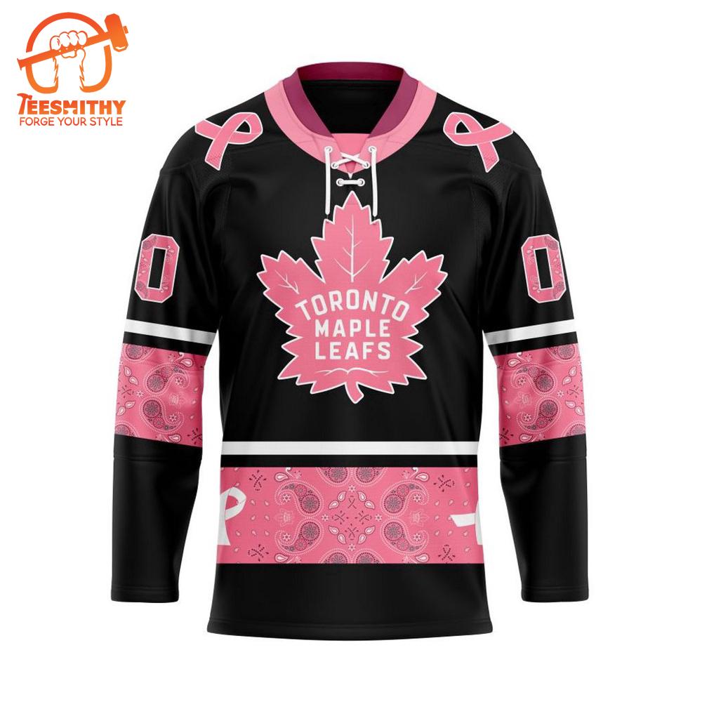 NHL Toronto Maple Leafs Specialized Hockey Jersey In Classic Style With Paisley! Pink Breast Cancer