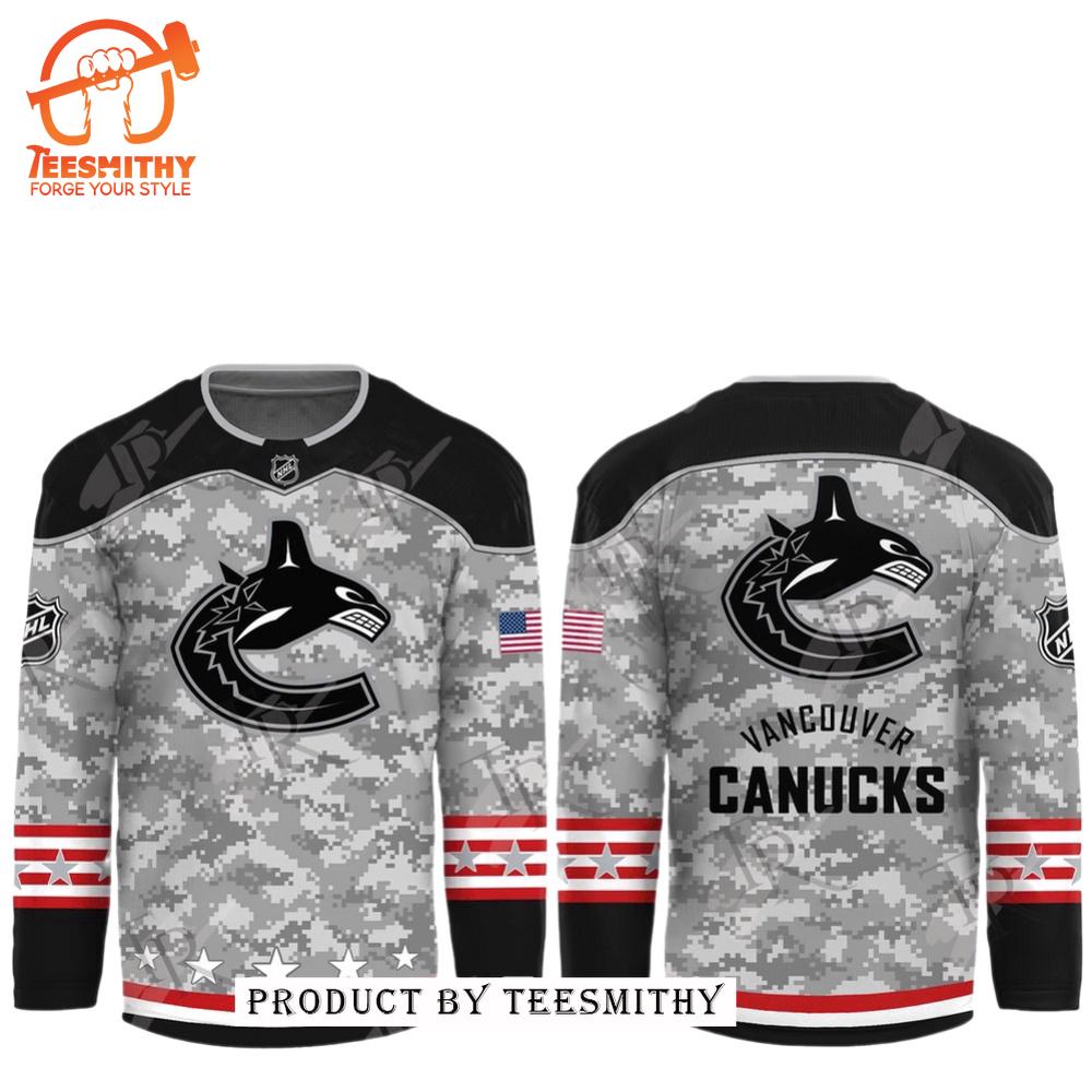 NHL Vancouver Canucks Arctic Camo 2024 Salute to Service Club Hockey Jersey