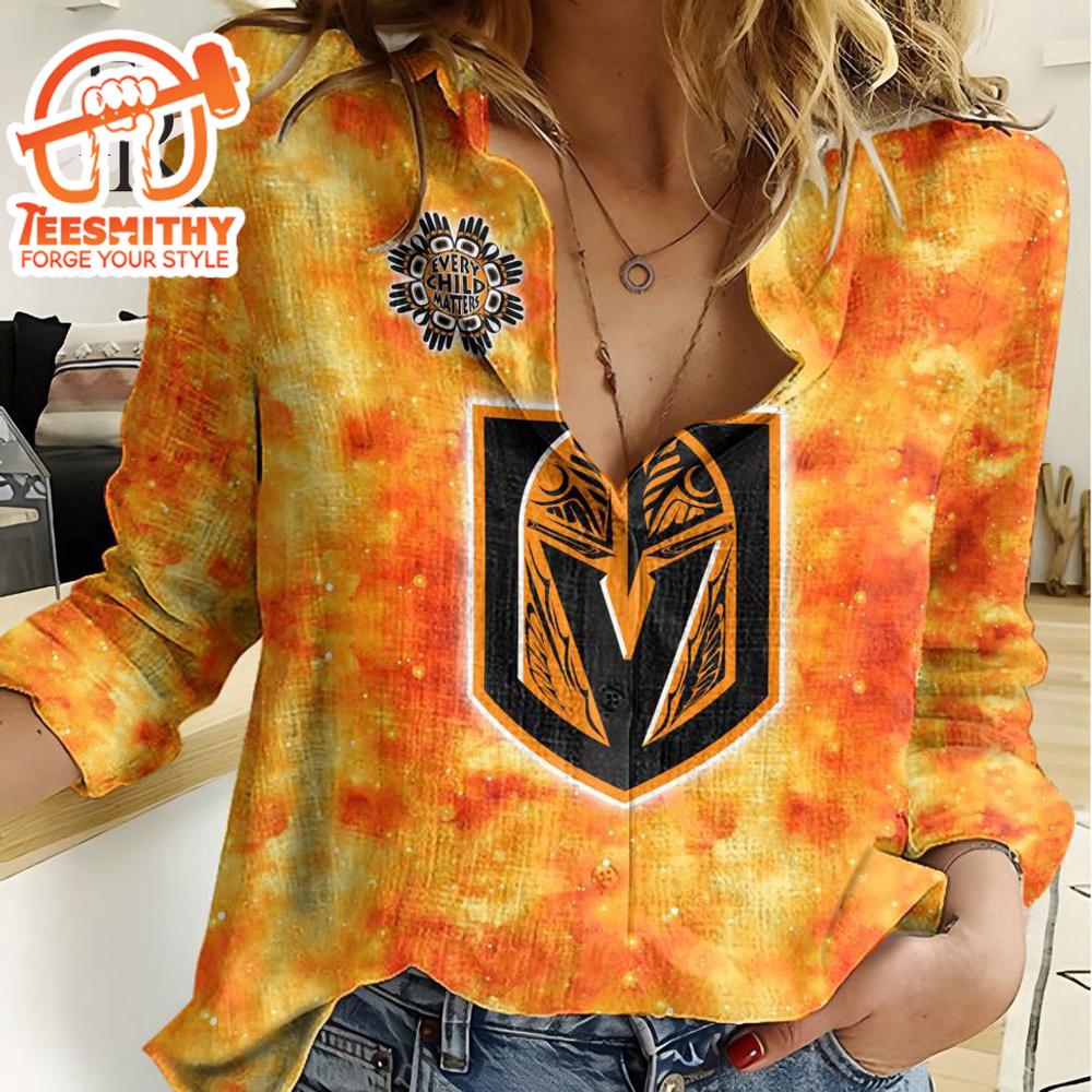 Nhl Vegas Golden Knights Special Orange Shirt Design Woman Casual Shirt