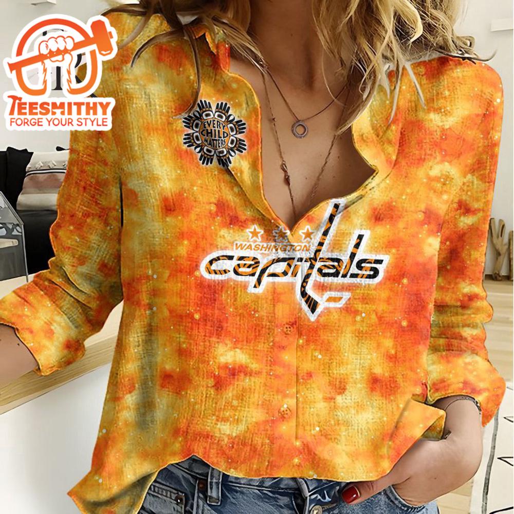 Nhl Washington Capitals Special Orange Shirt Design Woman Casual Shirt