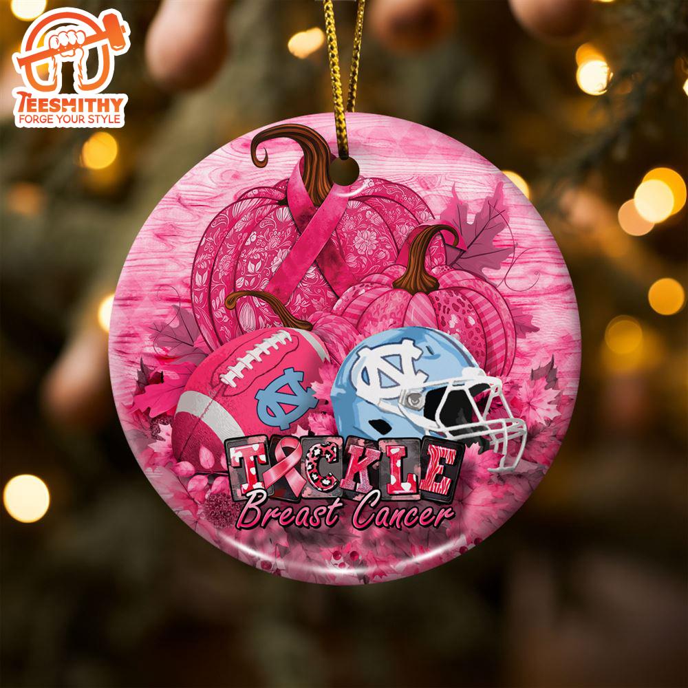 North Carolina Tar Heels  Breast Cancer And Sport Team Ceramic Ornament – Breast Cancer Ornament