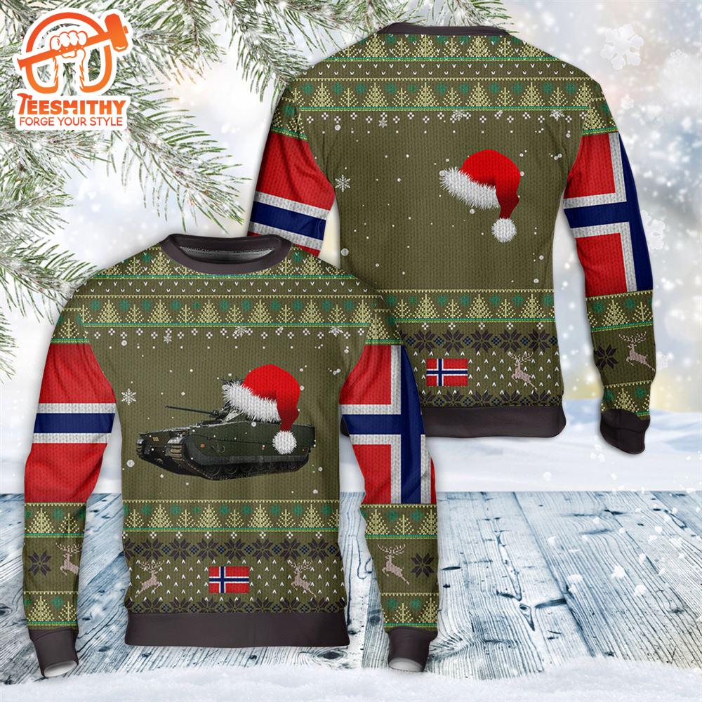 Norwegian Army CV90 Infantry Fighting Vehicle Christmas AOP Sweater 1  Gift Christmas