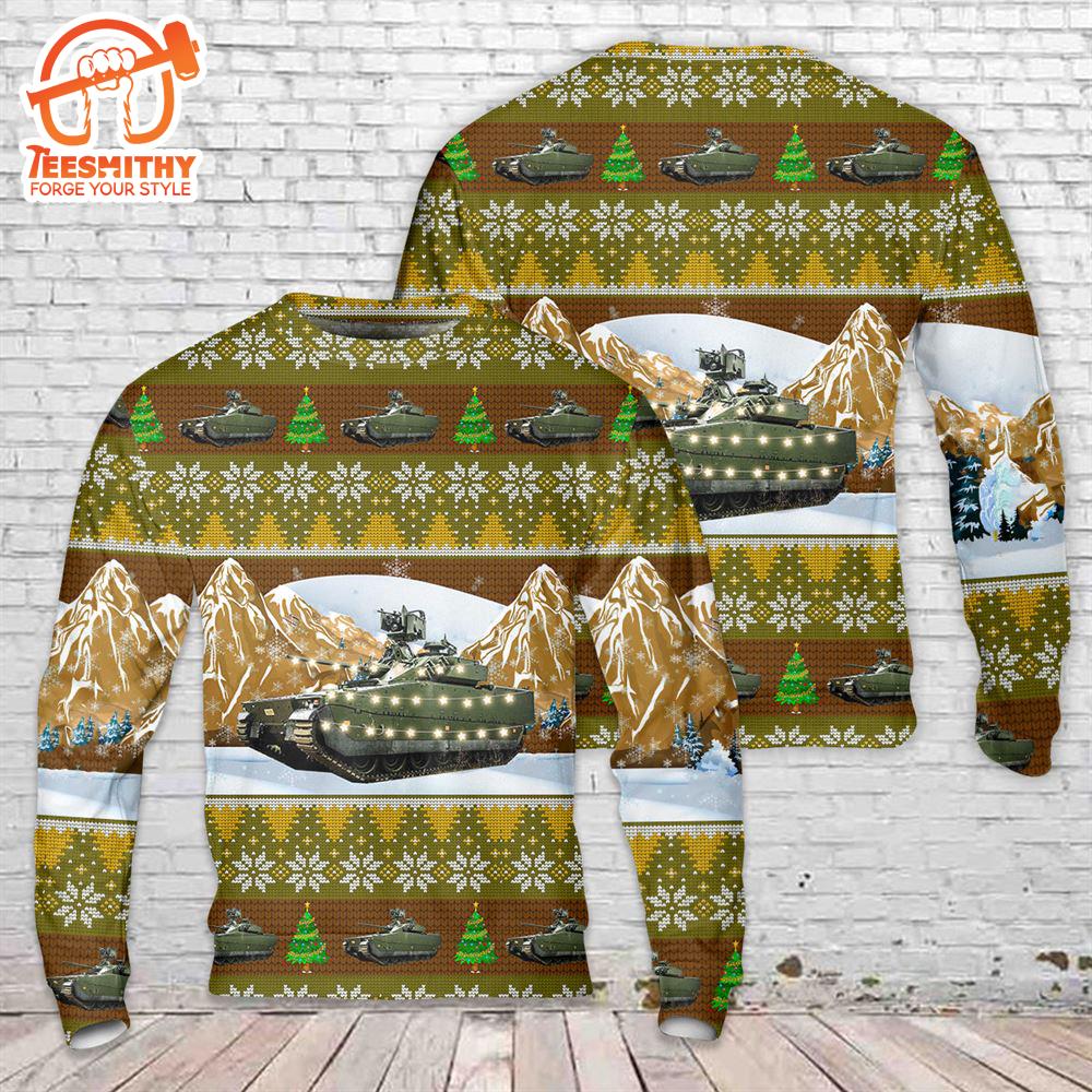 Norwegian Army CV90 Infantry Fighting Vehicle Christmas AOP Sweater 2  Gift Christmas