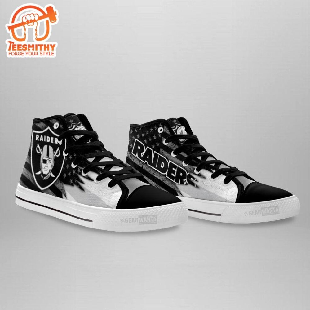 Oakland Raiders High Top Shoes Custom American Flag Sneakers