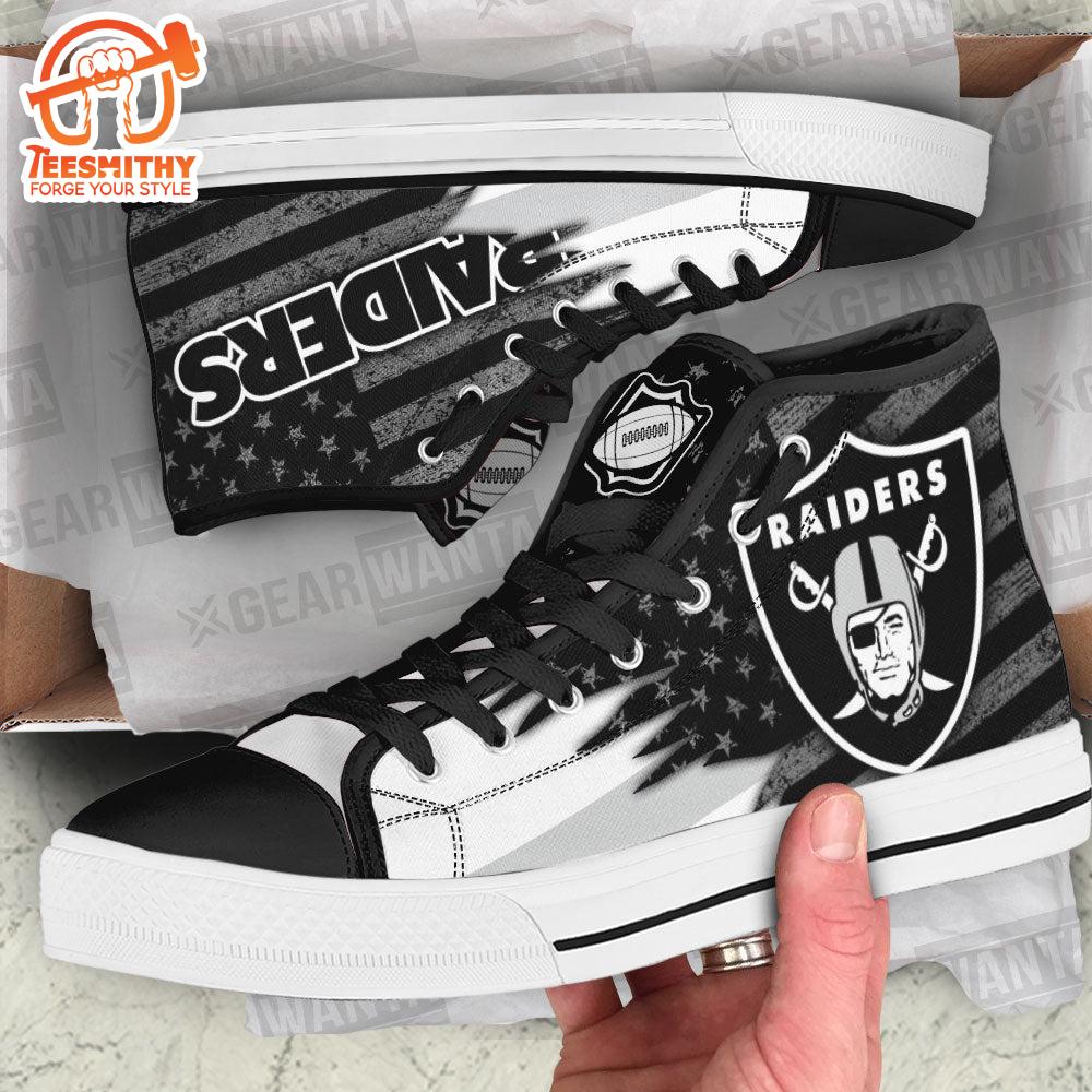 Oakland Raiders High Top Shoes Custom American Flag Sneakers