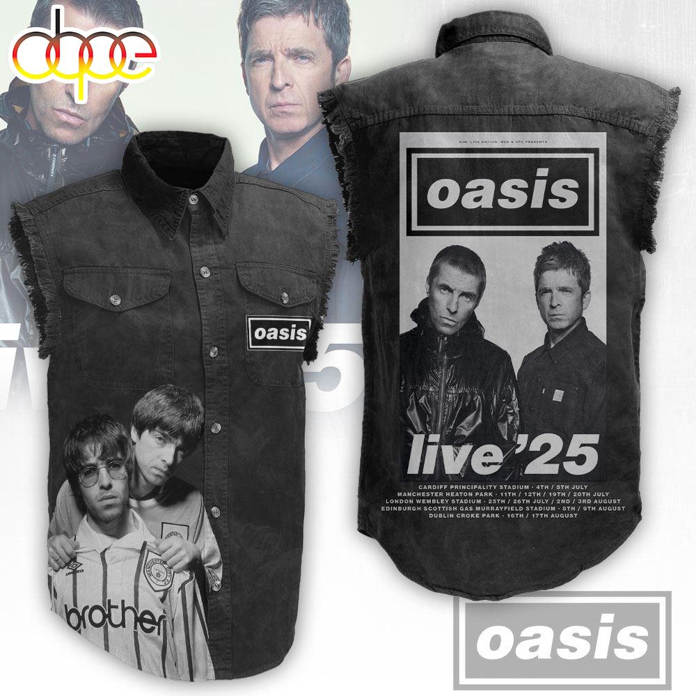 Oasis Band 3D Lightweight Sleeveless Denim Shirt