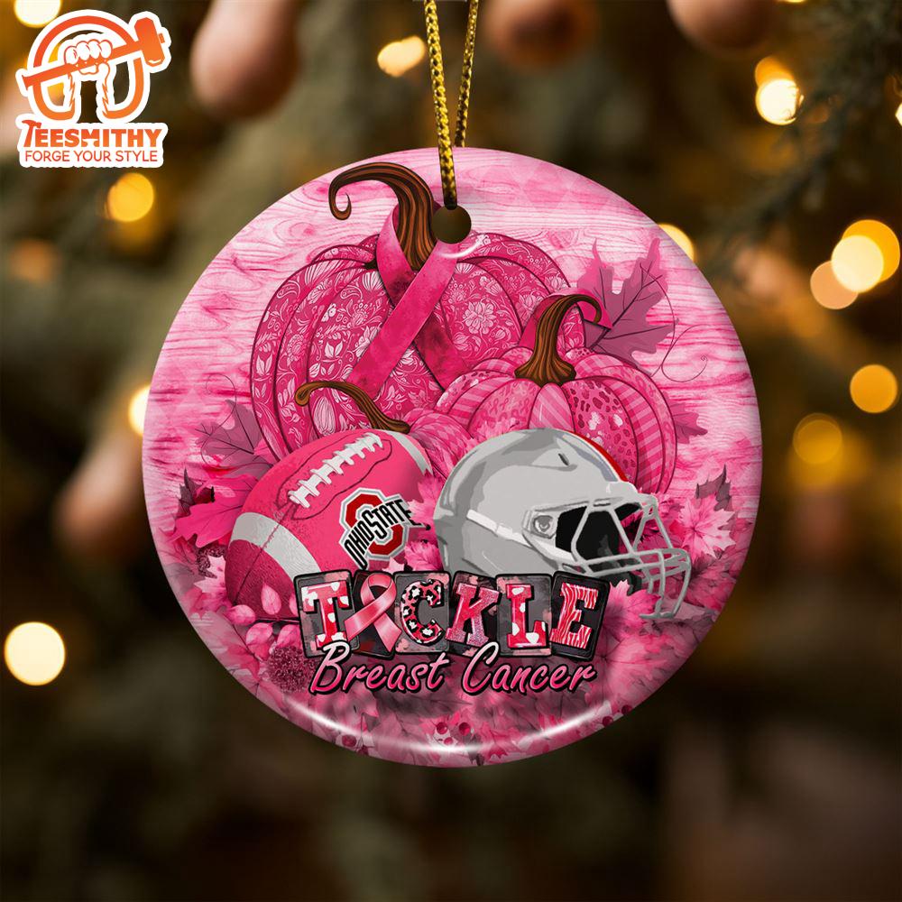 Ohio State Buckeyes  Breast Cancer And Sport Team Ceramic Ornament – Breast Cancer Ornament