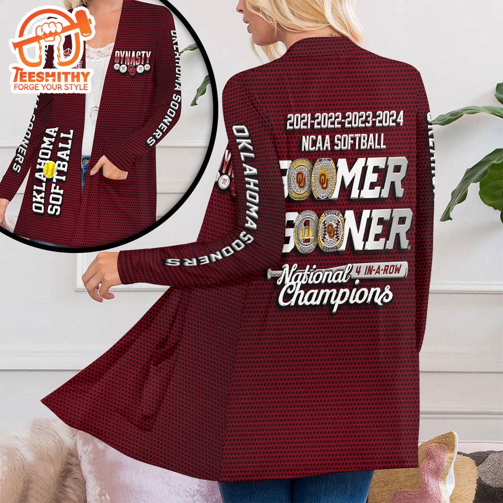 Oklahoma Sooners Softball Women’s Patch Pocket Cardigan For Fans