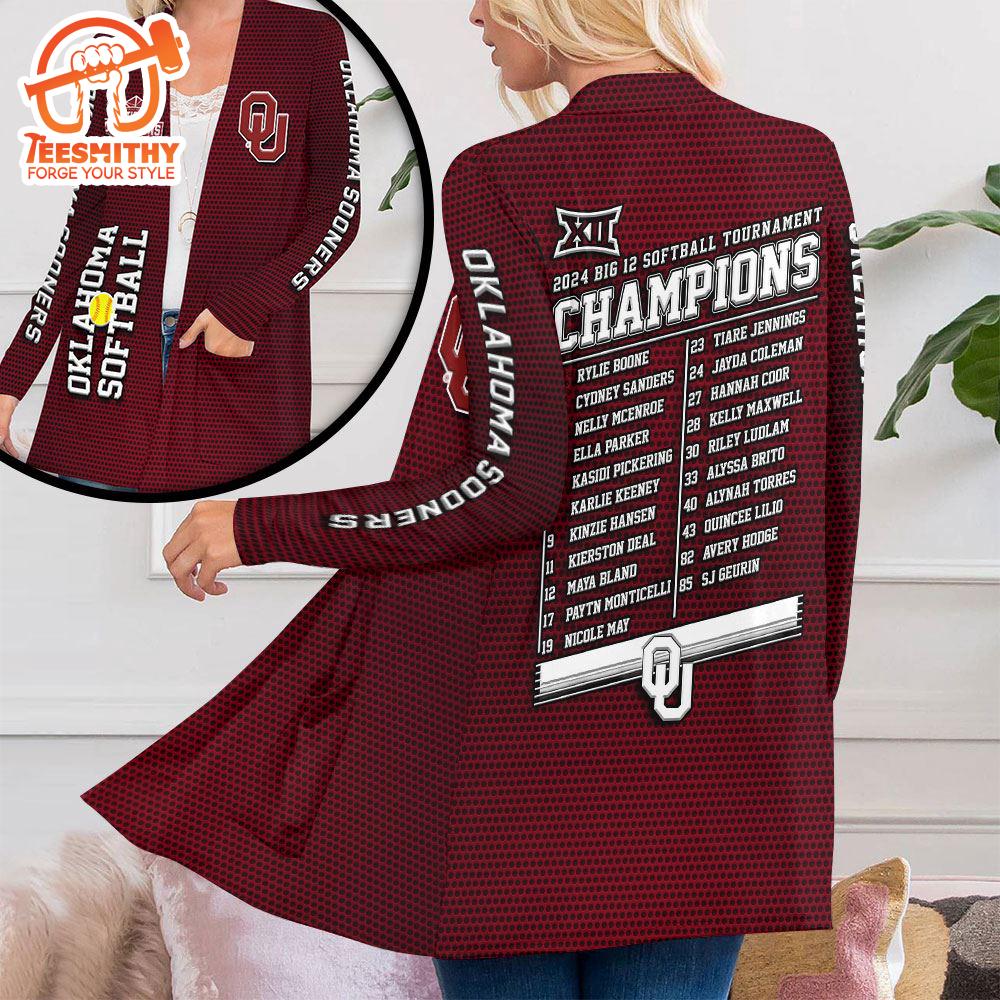 Oklahoma Sooners Softball Women’s Patch Pocket Cardigan Gift Christmas