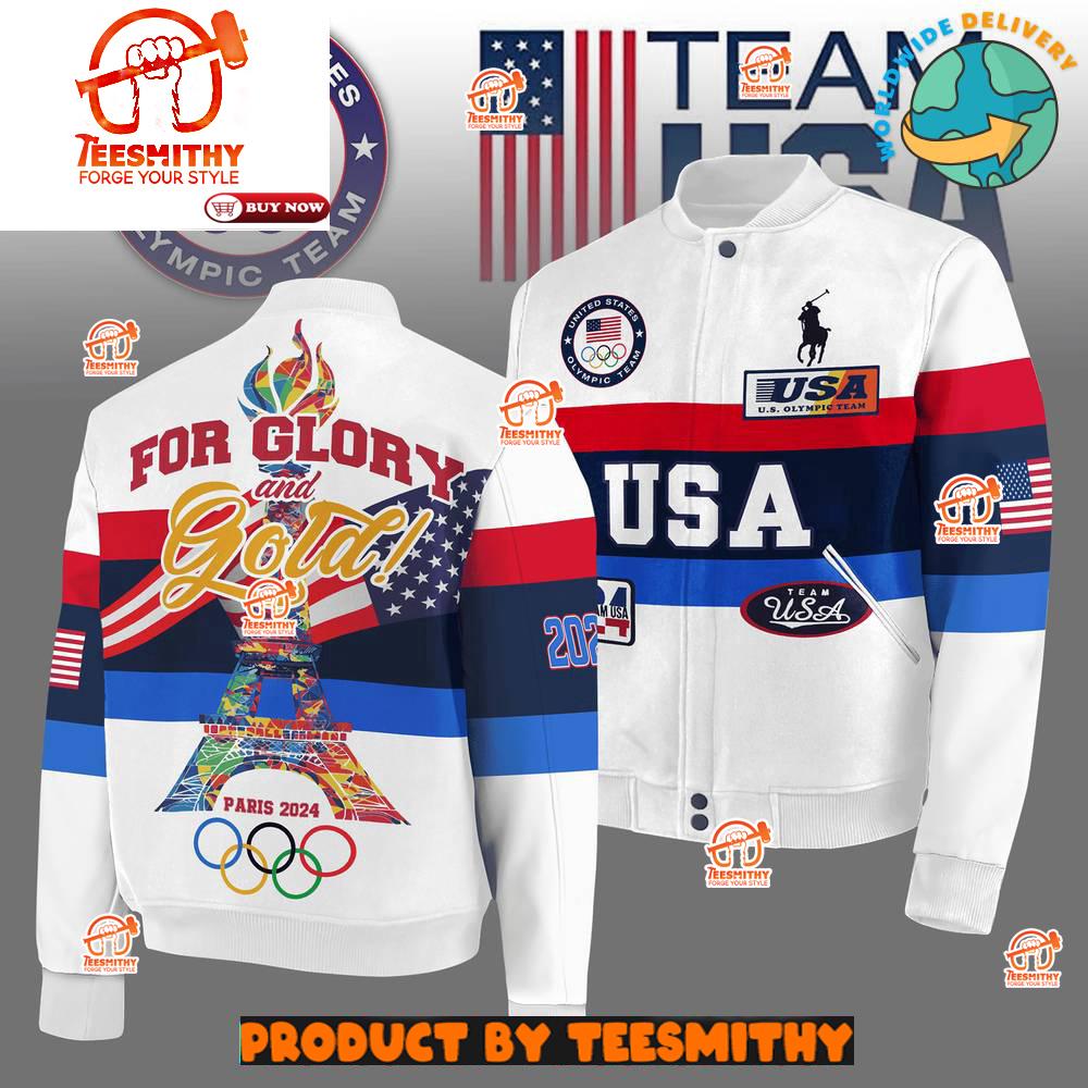 Olympic Paris 2024 Team USA For Glory And Gold Baseball Jacket