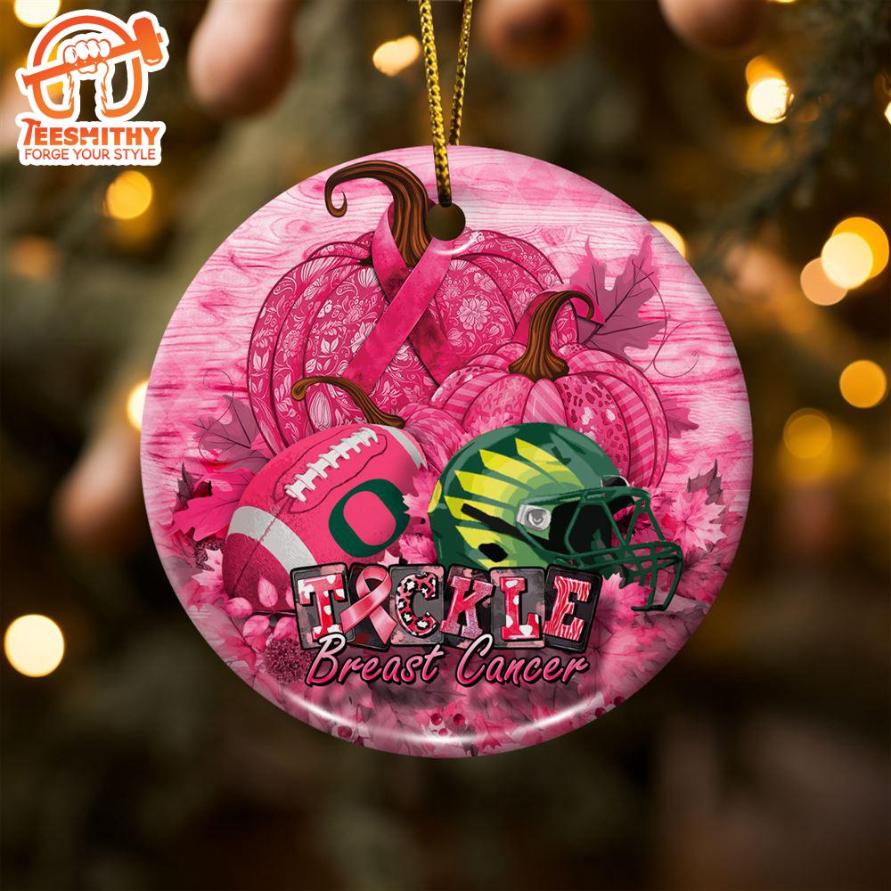 Oregon Ducks  Breast Cancer And Sport Team Ceramic Ornament – Breast Cancer Ornament