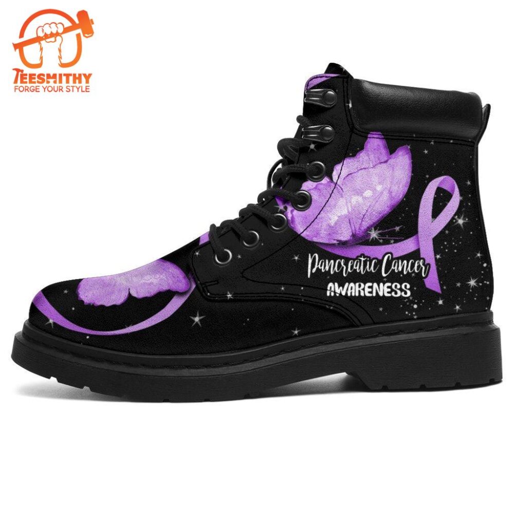 Pancreatic Cancer Awareness Boots Ribbon Butterfly Shoes