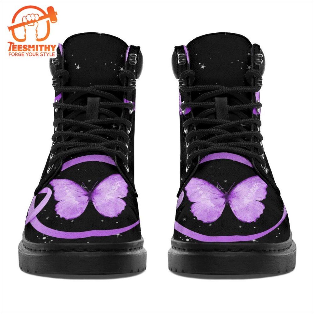 Pancreatic Cancer Awareness Boots Ribbon Butterfly Shoes