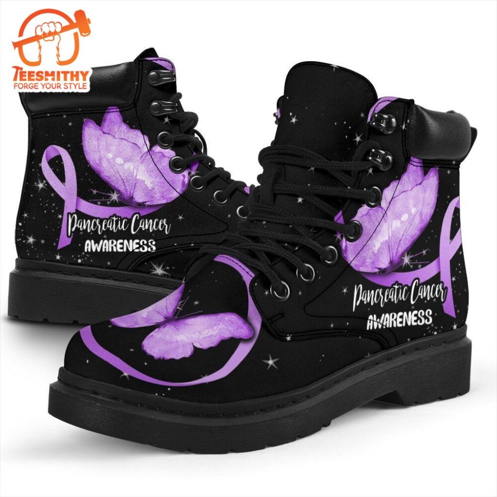 Pancreatic Cancer Awareness Boots Ribbon Butterfly Shoes