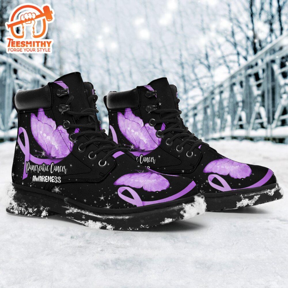 Pancreatic Cancer Awareness Boots Ribbon Butterfly Shoes