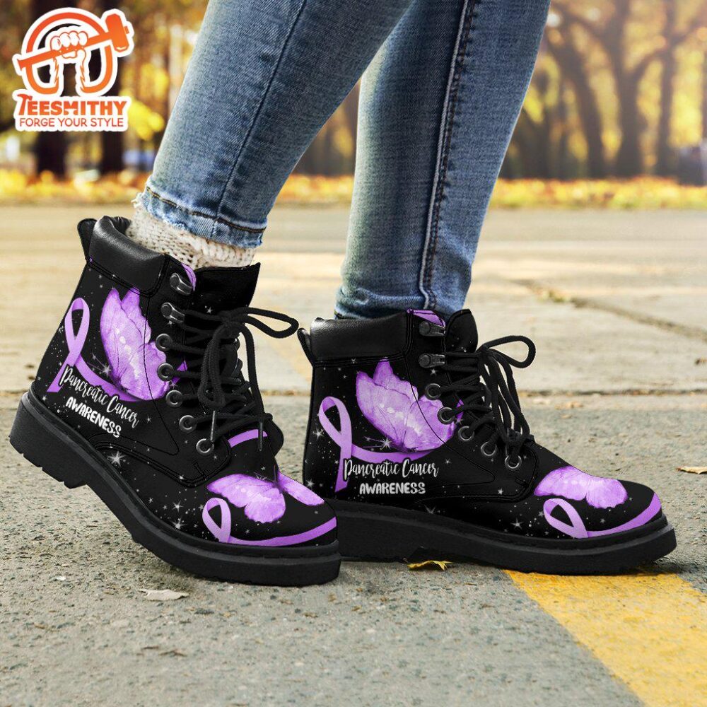 Pancreatic Cancer Awareness Boots Ribbon Butterfly Shoes