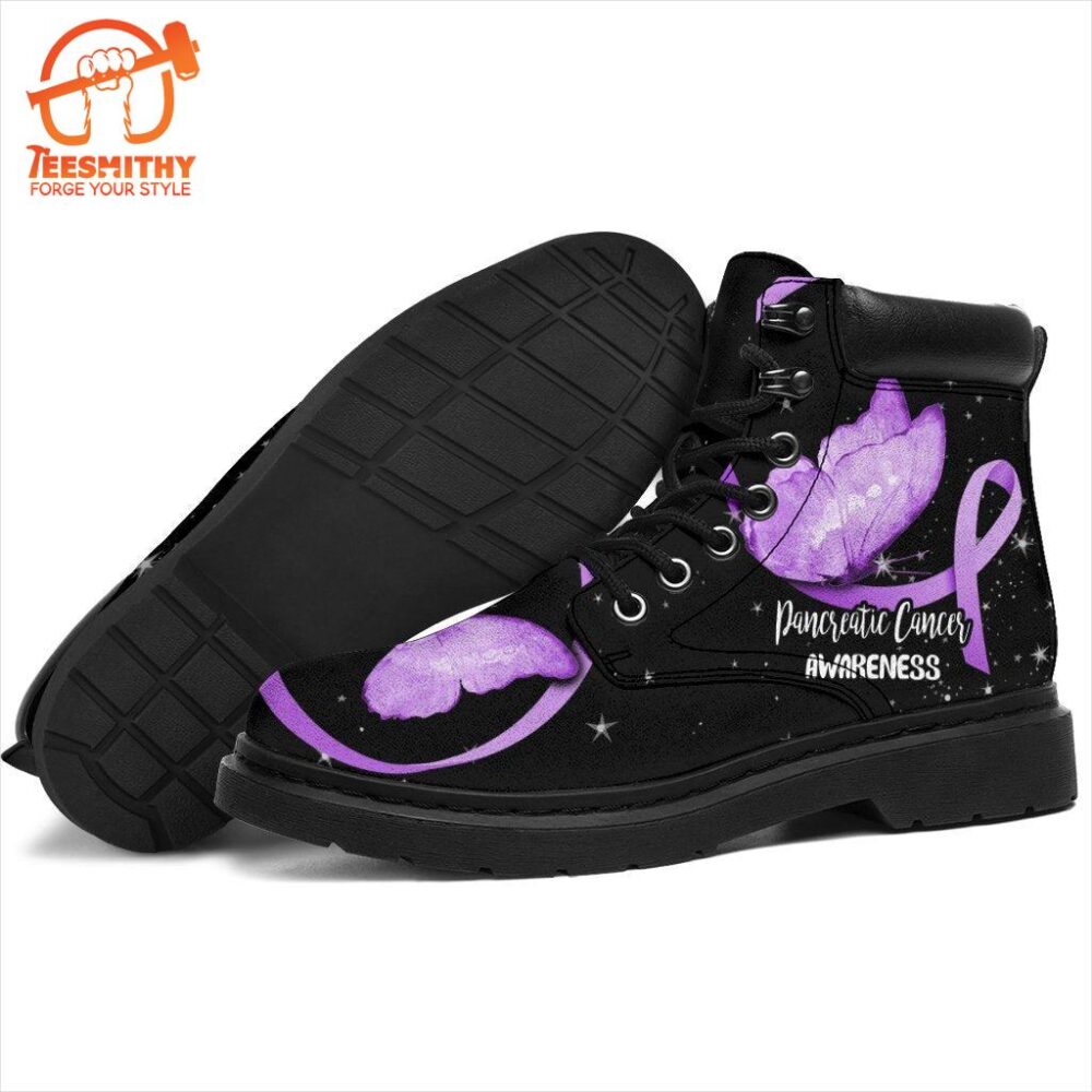 Pancreatic Cancer Awareness Boots Ribbon Butterfly Shoes