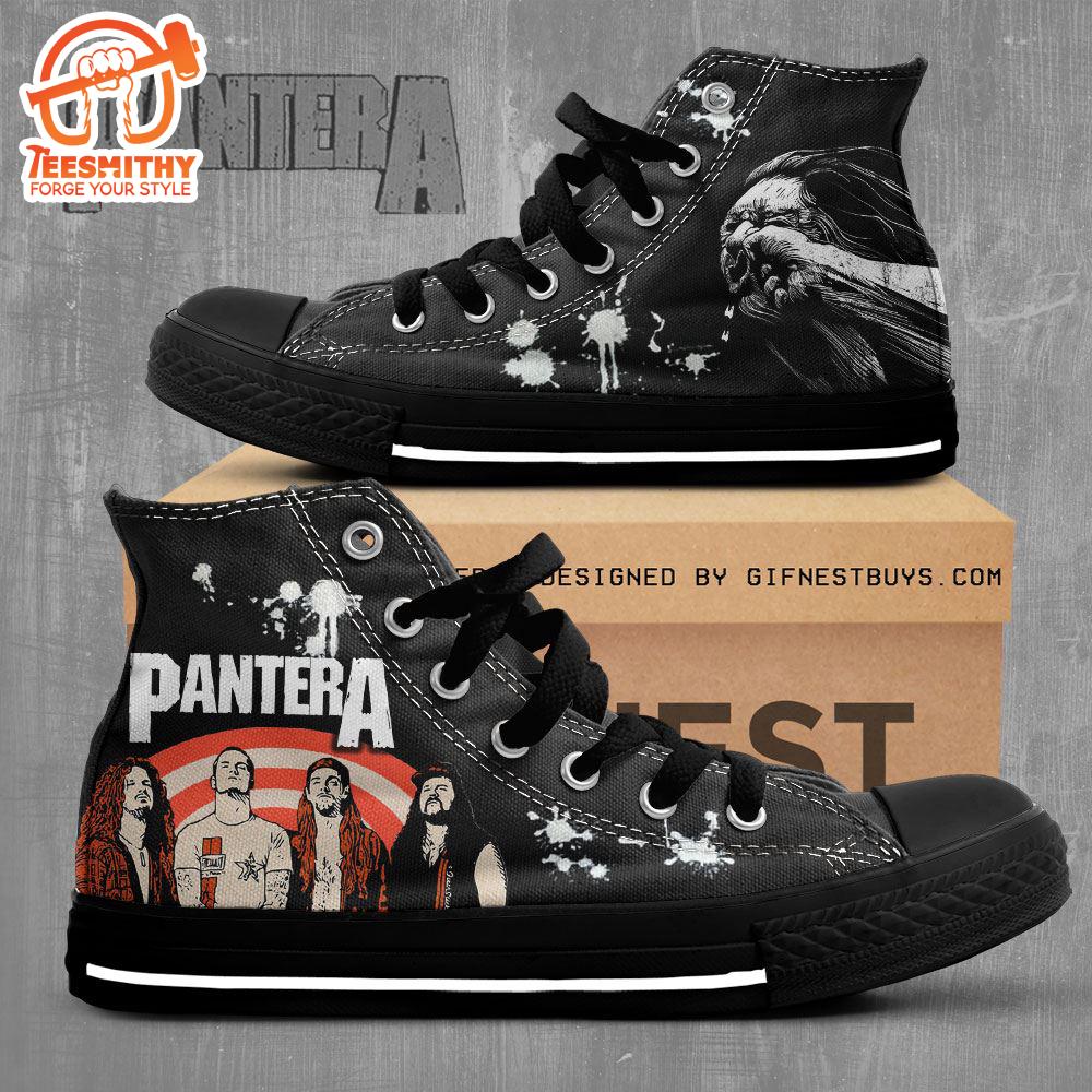 Pantera Members Black Shoes, Dimebag Darrell, Pantera High Top Shoes