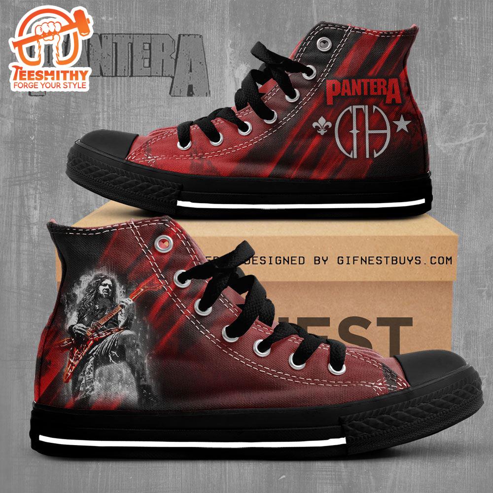 Pantera Members Red Shoes, Dimebag Darrell, Pantera High Top Shoes