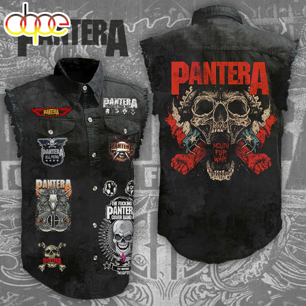 Pantera Tour Music Sleeveless Denim Shirt