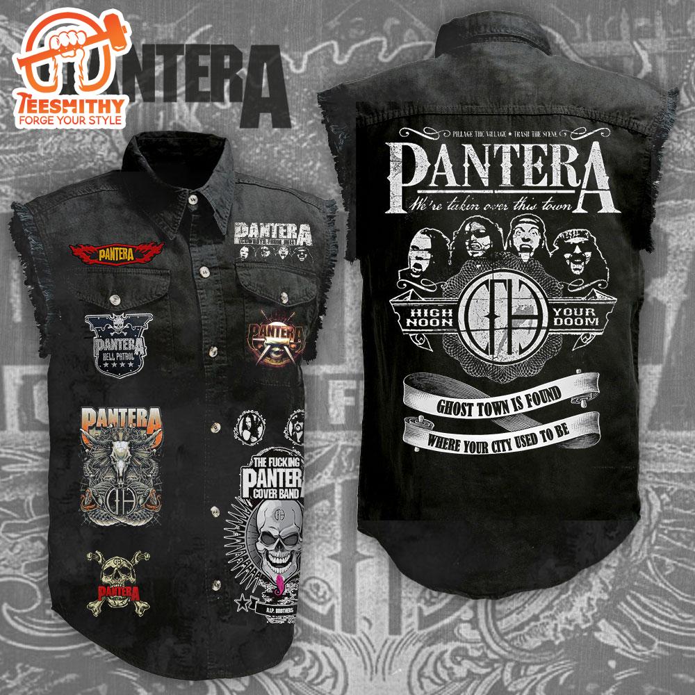 Pantera Tour Music Sleeveless Denim Shirt Gift Christmas