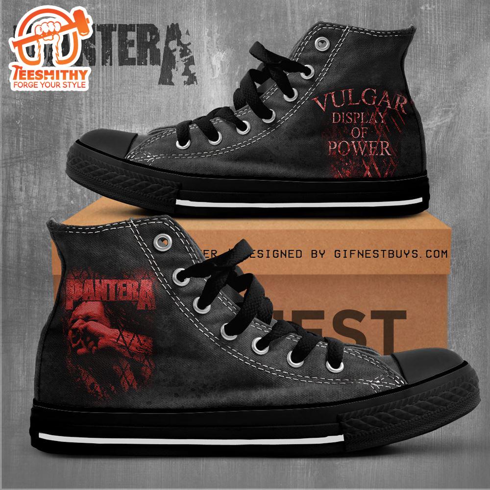 Pantera Vulgar Dissplay Of Power Shoes, Dimebag Darrell, Pantera High Top Shoes