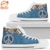 Peace Sign Hippie Style Women’s High Top Shoes